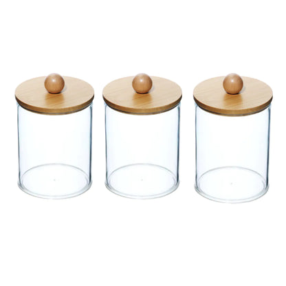 Acrylic Cotton Swab Storage Box - Portable Round Container