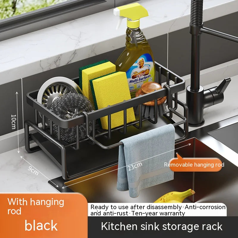 Multifunctional Kitchen Sink Organizer with Draining Rack