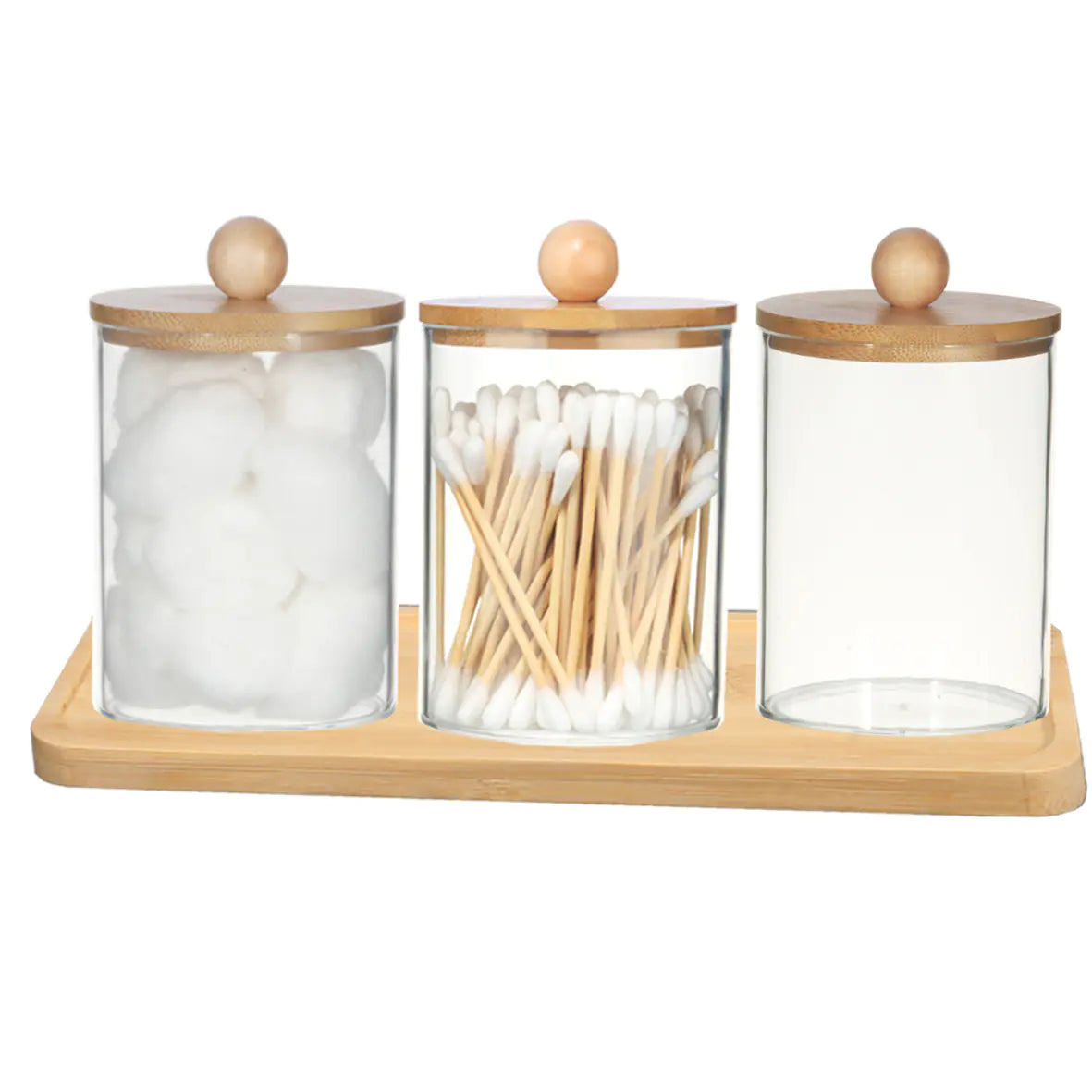 Acrylic Cotton Swab Storage Box - Portable Round Container