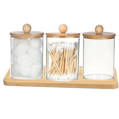 Acrylic Cotton Swab Storage Box - Portable Round Container