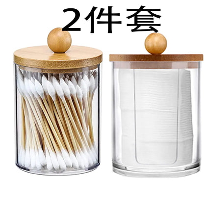 Acrylic Cotton Swab Storage Box - Portable Round Container