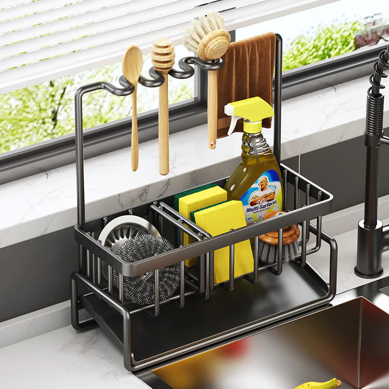 Multifunctional Kitchen Sink Organizer with Draining Rack