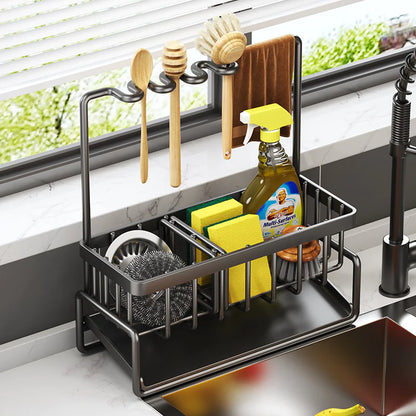Multifunctional Kitchen Sink Organizer with Draining Rack