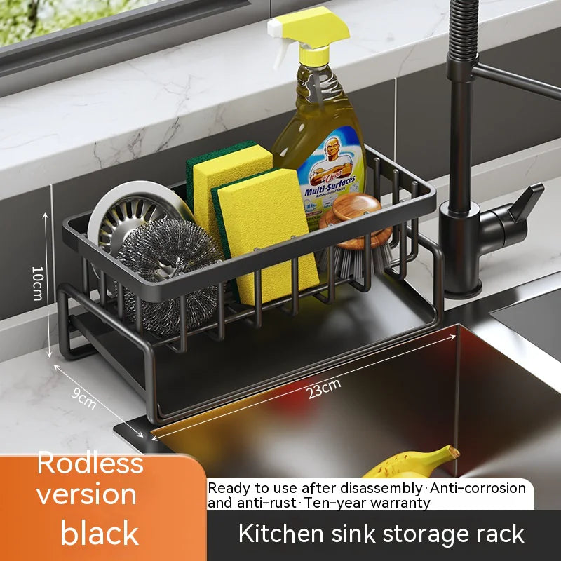 Multifunctional Kitchen Sink Organizer with Draining Rack