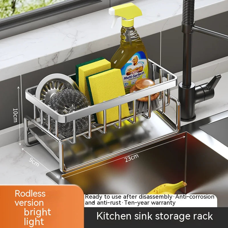 Multifunctional Kitchen Sink Organizer with Draining Rack