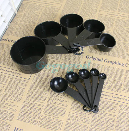 10PC Black Plastic Measuring Spoon Set