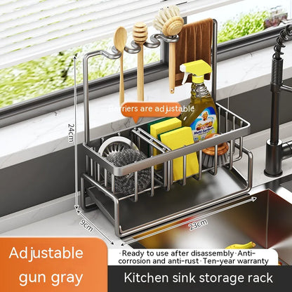 Multifunctional Kitchen Sink Organizer with Draining Rack