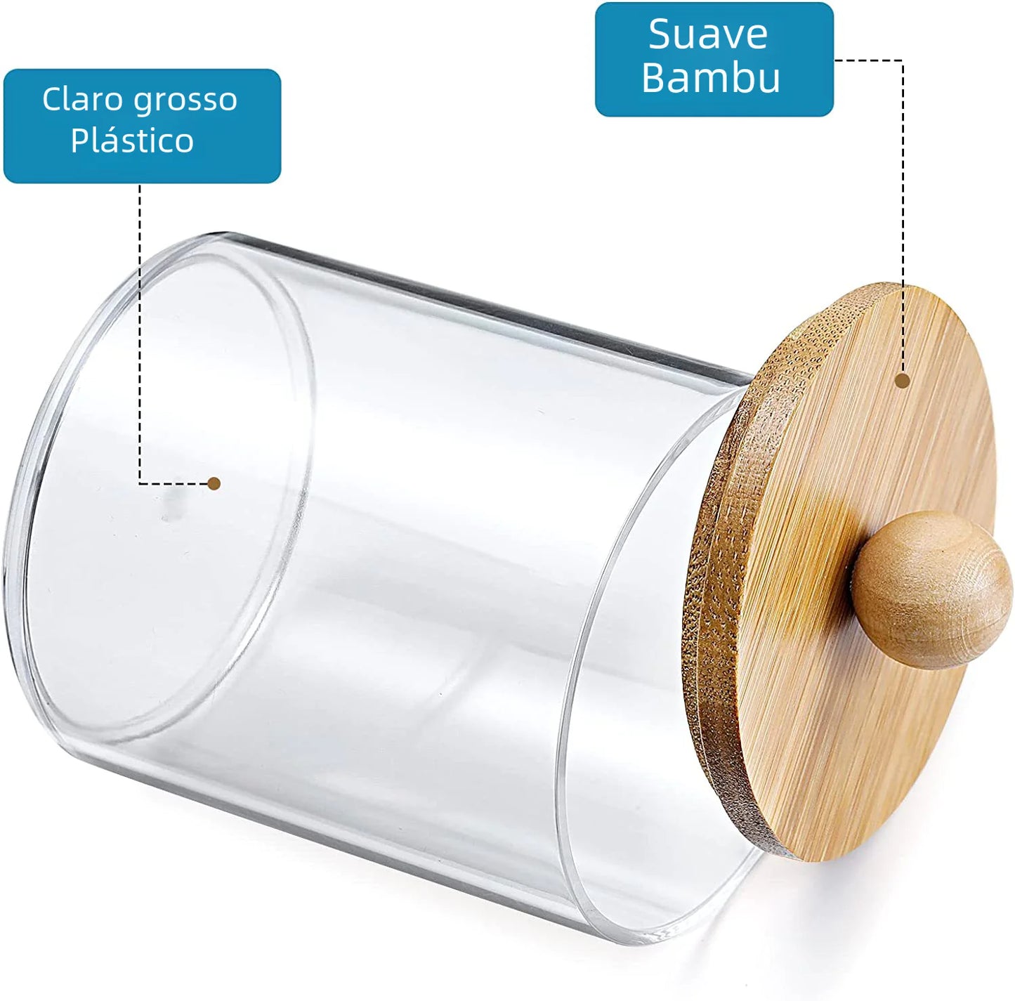 Acrylic Cotton Swab Storage Box - Portable Round Container