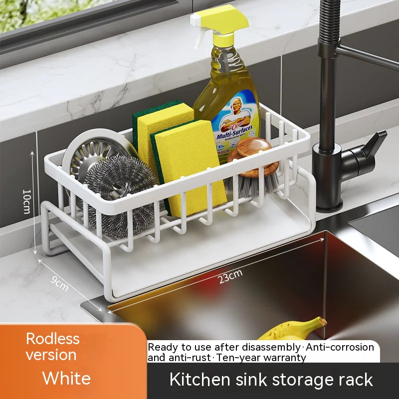 Multifunctional Kitchen Sink Organizer with Draining Rack