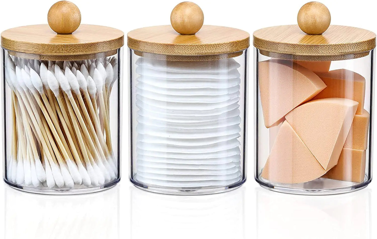 Acrylic Cotton Swab Storage Box - Portable Round Container