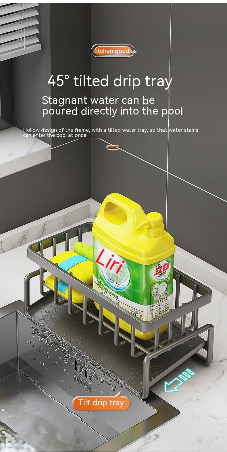 Multifunctional Kitchen Sink Organizer with Draining Rack