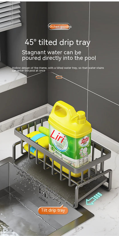 Multifunctional Kitchen Sink Organizer with Draining Rack