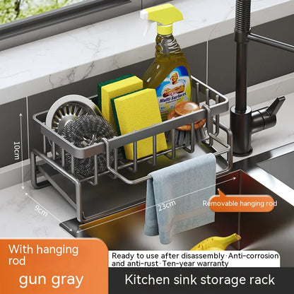 Multifunctional Kitchen Sink Organizer with Draining Rack