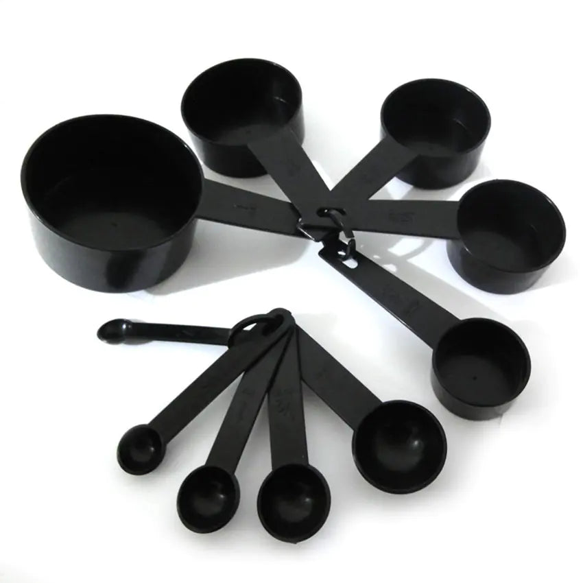 10PC Black Plastic Measuring Spoon Set