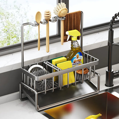 Multifunctional Kitchen Sink Organizer with Draining Rack
