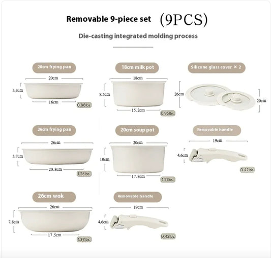 Removable Handle Non-Stick Cookware Set