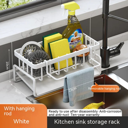 Multifunctional Kitchen Sink Organizer with Draining Rack